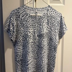 Z Supply Black and White Animal Print Short Sleeve Top